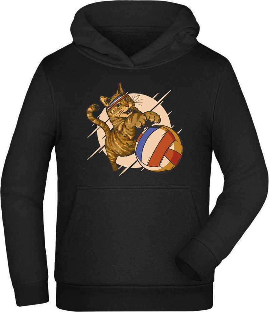 Children's Hooded Sweatshirt Hoodie - Cat Playing Volleyball i121